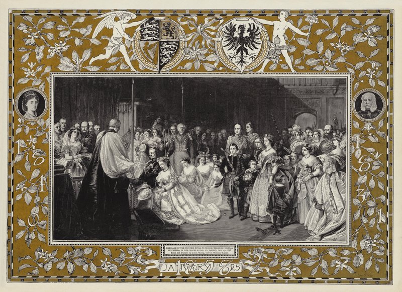 Casamento da princesa real com o príncipe Frederico Guilherme da Prússia, na Capela Real, em St. James, em 25 de janeiro de 1858 de John Phillip