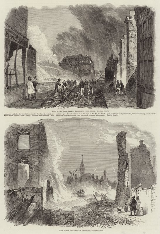Ruínas do Grande Incêndio em Gravesend de John Skinner Prout
