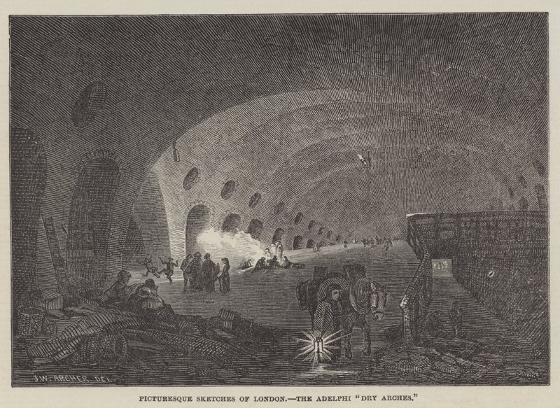 Esboços pitorescos de Londres, The Adelphi Dry Arches de John Wykeham Archer