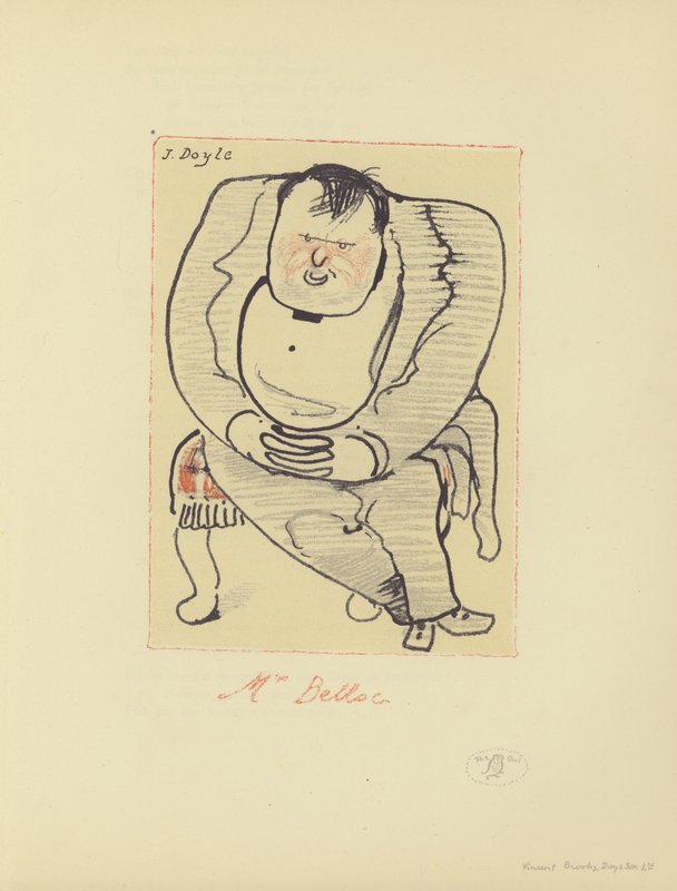 Caricatura de Hilaire Belloc, escritor e historiador anglo-francês (cor litho) de John  Doyle
