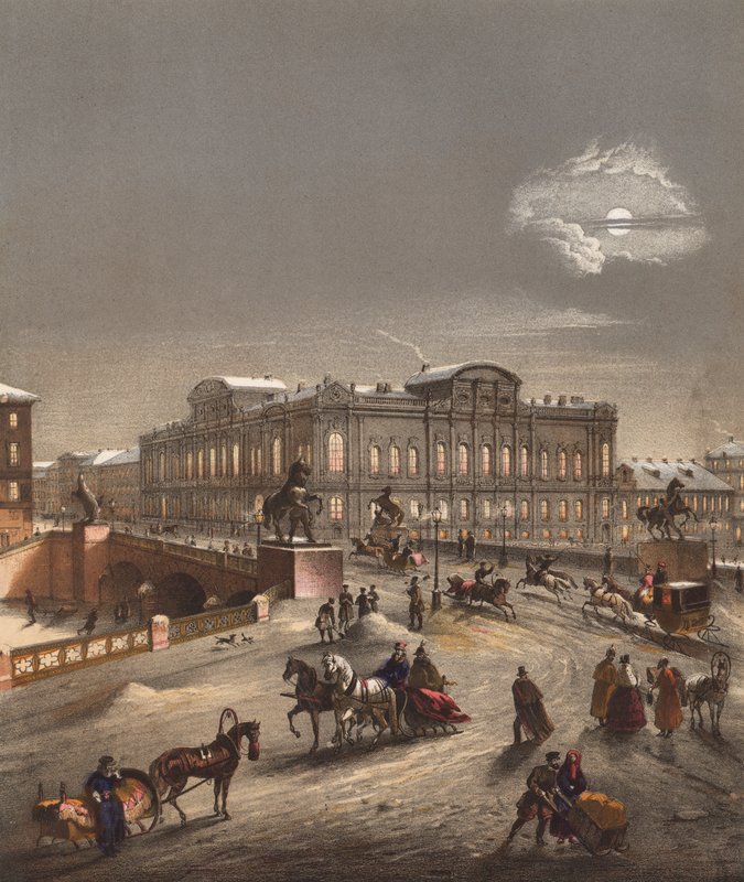 São Petersburgo, Rússia, no inverno (cor litho) de John (after) Brandard