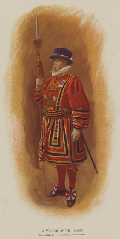 A Warder of the Tower (cor litho) de John (after) Charlton