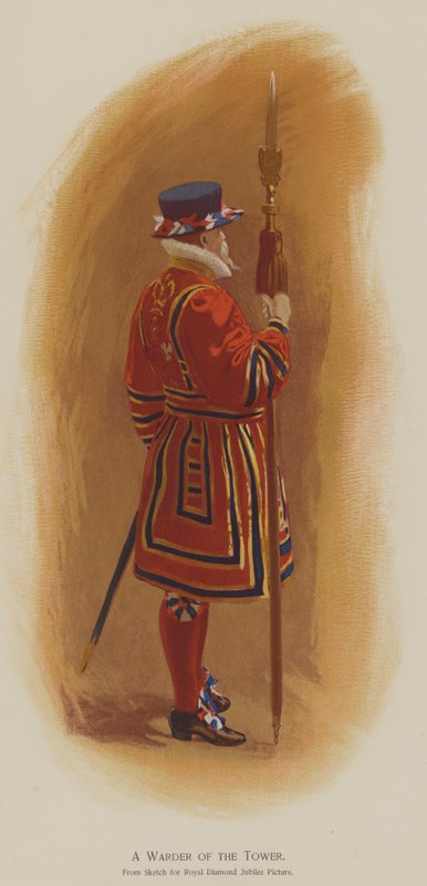 A Warder of the Tower (cor litho) de John (after) Charlton