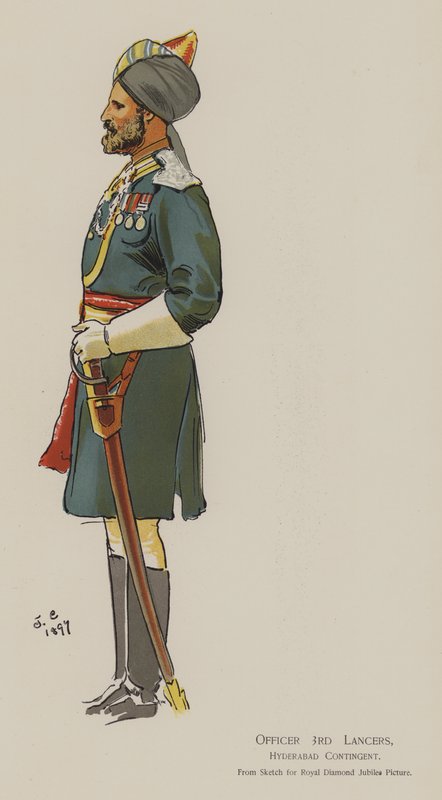 Oficial 3º Lanceiros, Contingente Hyderabad (cor litho) de John (after) Charlton