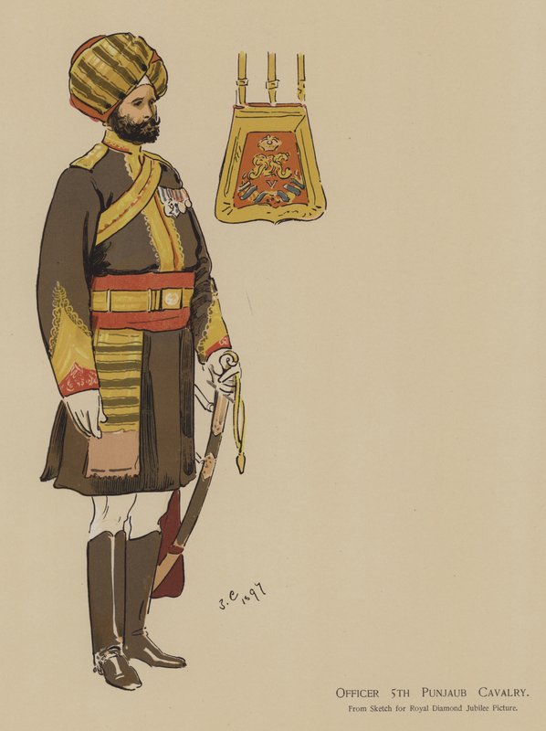 Oficial 5ª Cavalaria Punjaub (cor litho) de John (after) Charlton
