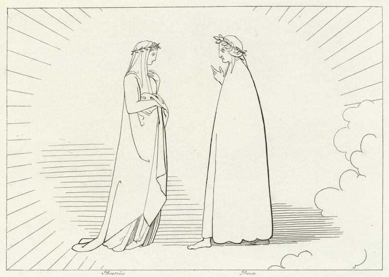 Beatrice e Dante, Paraíso, Canto 7 (gravura) de John (after) Flaxman