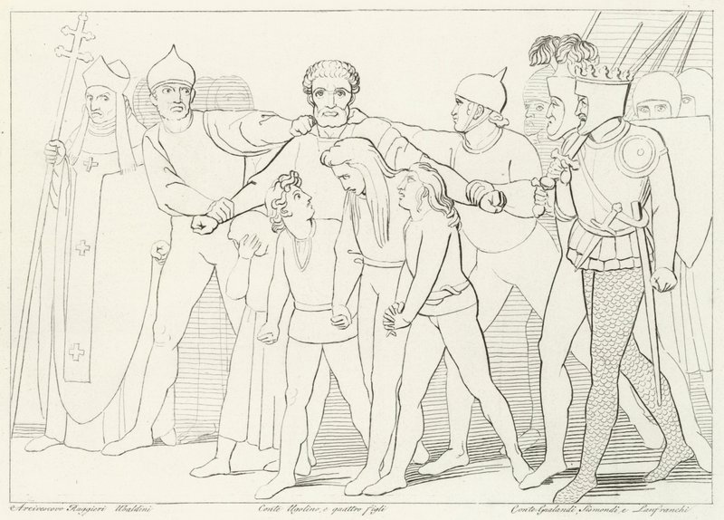 Conde Ugolino Apreendido, Inferno, Canto 33 (gravura) de John (after) Flaxman