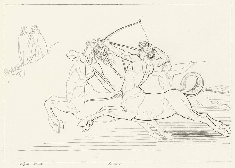 Encontro com os Centauros, Inferno, Canto 12 (gravura) de John (after) Flaxman