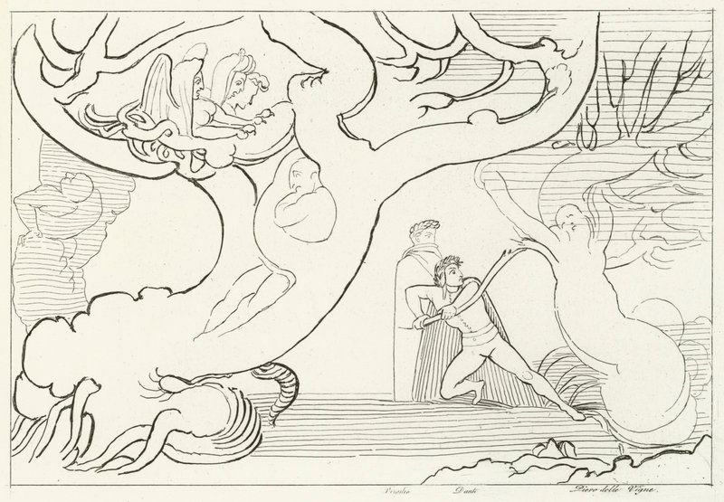 Floresta de Harpias, Inferno, Canto 13 (gravura) de John (after) Flaxman