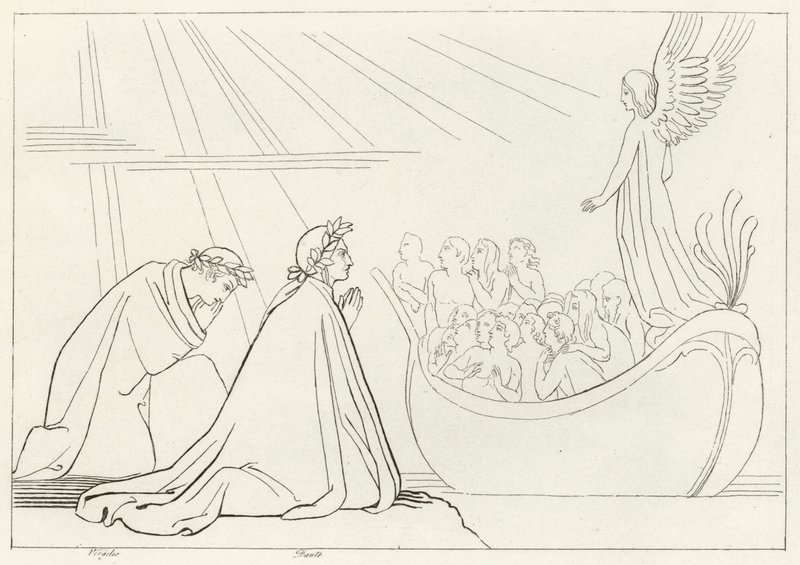 A Casca do Purgatório, Purgatório, Canto 2 (gravura) de John (after) Flaxman