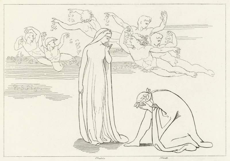 A Descida de Beatrice, Purgatório, Canto 30 (gravura) de John (after) Flaxman