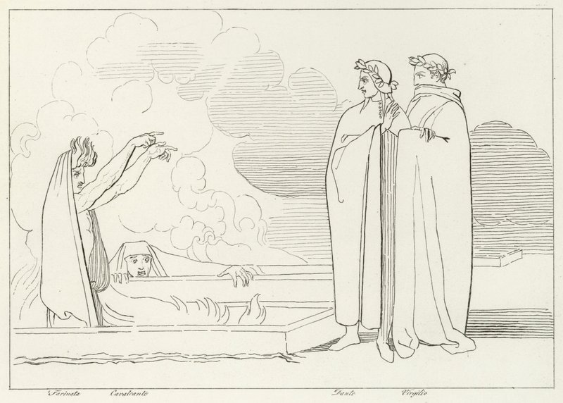 Os Sepulcros Fiery, Inferno, Canto 10 (gravura) de John (after) Flaxman