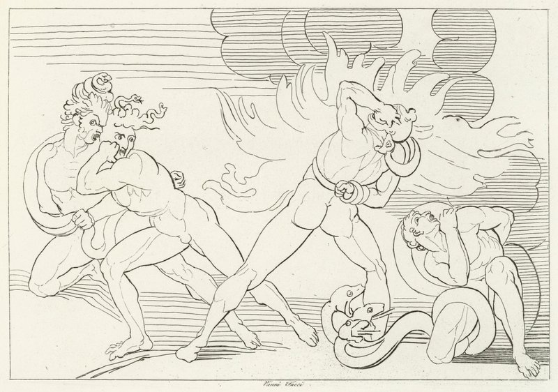 The Fiery Serpents, Inferno, Canto 24 (gravura) de John (after) Flaxman