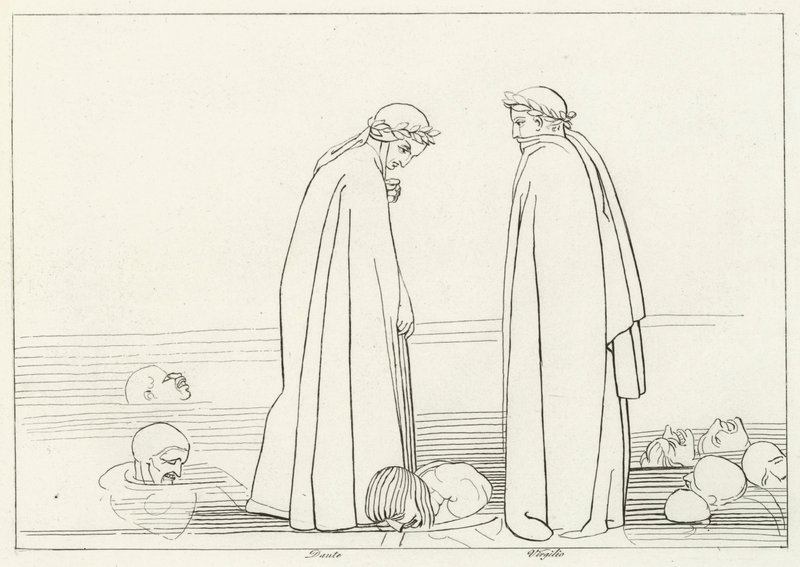 O Lago Congelado, Inferno, Canto 32 (gravura) de John (after) Flaxman