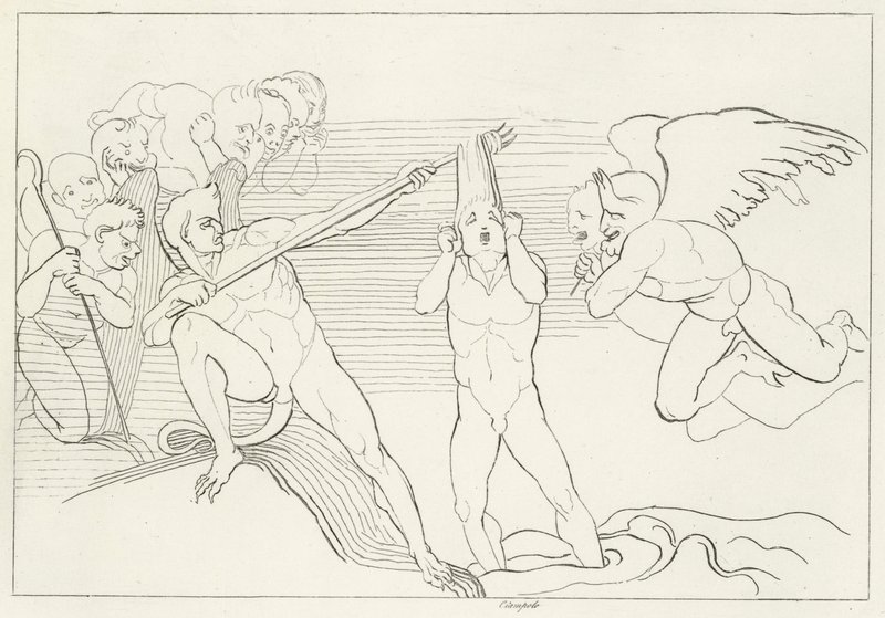 O Lago de Pitch, Inferno, Canto 22 (gravura) de John (after) Flaxman