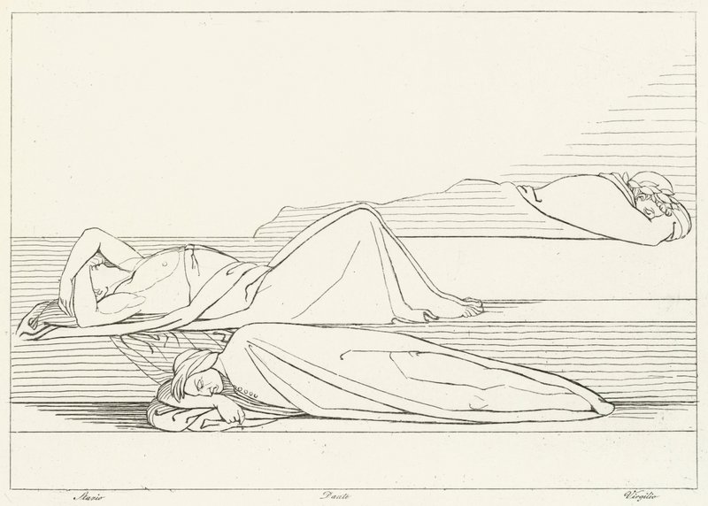 Os Poetas Reposição, Purgatório, Canto 27 (gravura) de John (after) Flaxman
