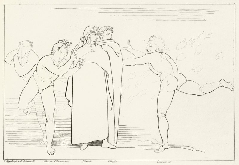 A Chuva de Fogo, Inferno, Canto 16 (gravura) de John (after) Flaxman
