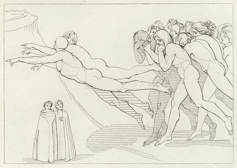 A Região do Egoísmo, Purgatório, Canto 18 (gravura) de John (after) Flaxman