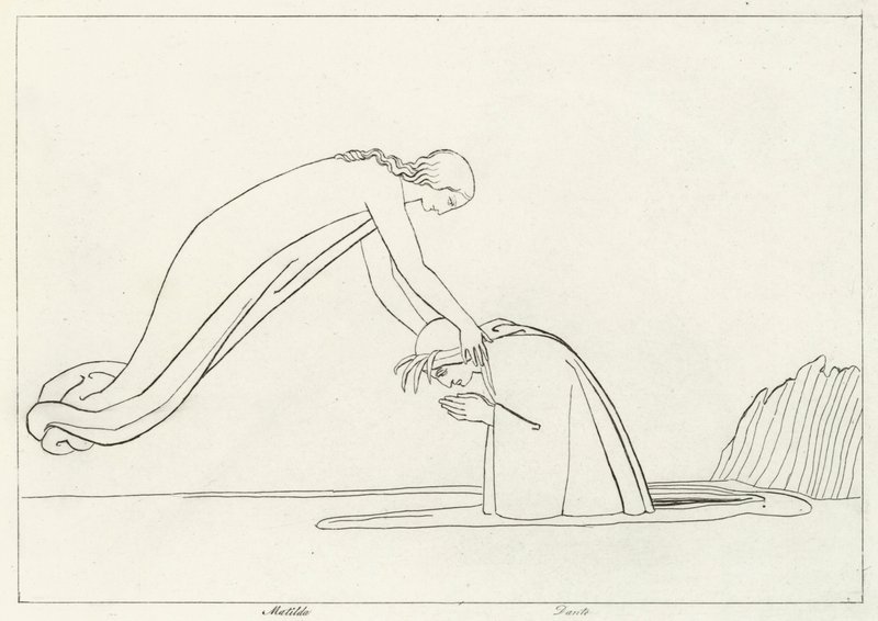 O Rio Lethe, Purgatório, Canto 31 (gravura) de John (after) Flaxman