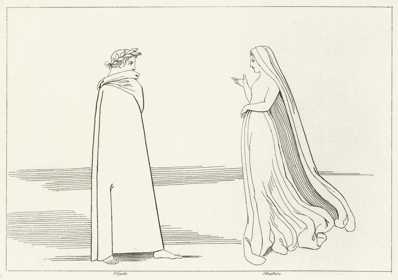 Virgil e Beatrice Meeting, Inferno, Canto 2 (gravura) de John (after) Flaxman