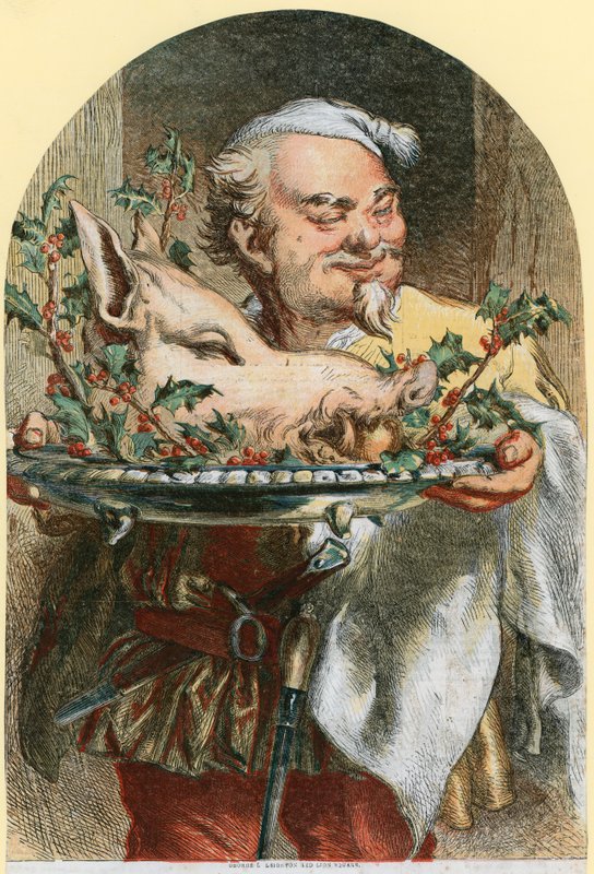 Trazer a cabeça do javali (gravura colorida) de John (after) Gilbert