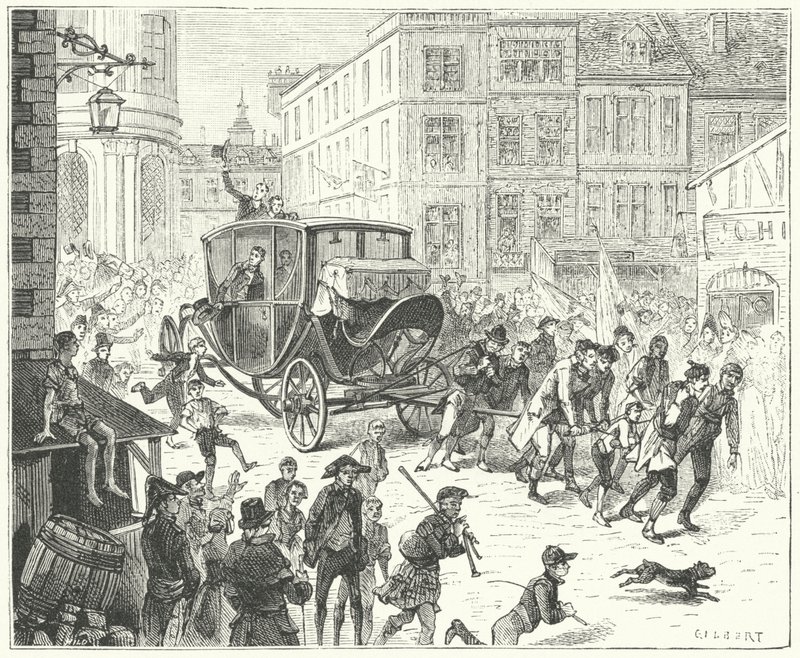 O diplomata francês Jacques Lauriston em Londres para transmitir a ratificação da Paz de Amiens de John (after) Gilbert