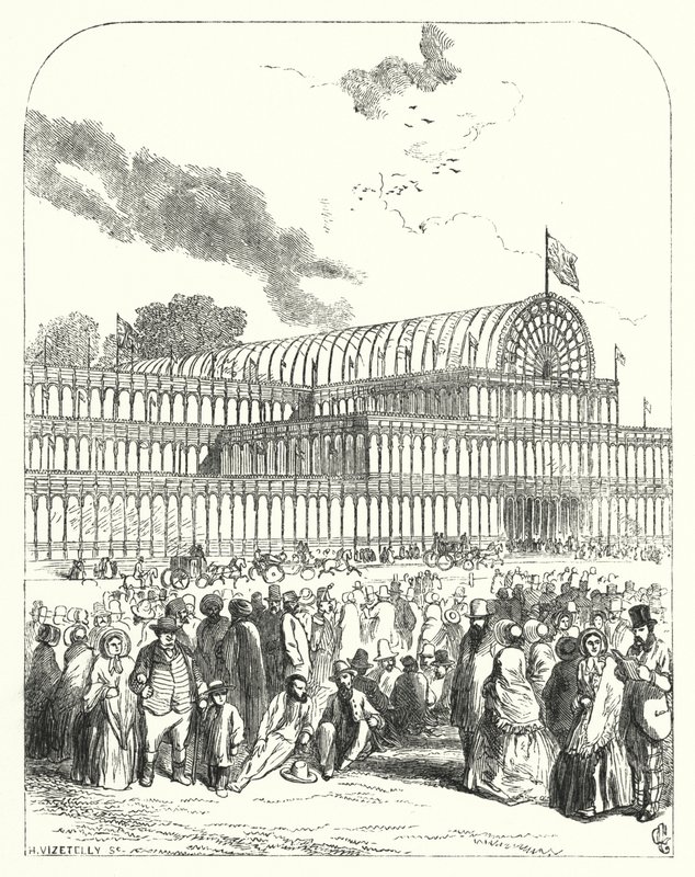 O Palácio de Cristal em Hyde Park, Londres, local da Grande Exposição de 1851, projetado por Joseph Paxton e Charles Fox (gravura) de John (after) Gilbert