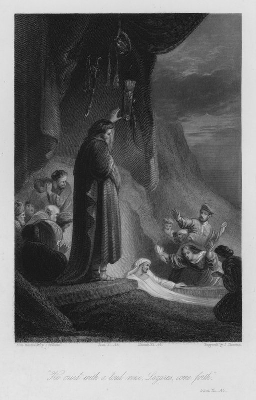 A Ascensão de Lázaro, João XI, 43 (gravura) de John (after) Gilbert