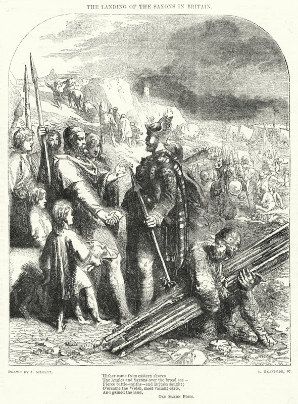 O desembarque dos Saxões na Grã-Bretanha (gravura) de John (after) Gilbert