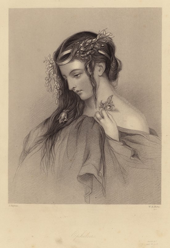 Shakespeare: Hamlet, Ofélia, Ato IV, Cena V (gravura) de John (after) Hayter
