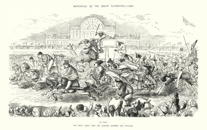 Memoriais da Grande Exposição de 1851, O Grande Derby Race de Cento e Cinquenta e Um (gravura) de John (after) Leech