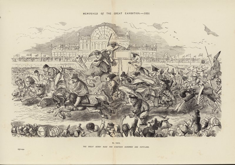 Memoriais da Grande Exposição de 1851, O Grande Derby Race de Cento e Cinquenta e Um (gravura) de John (after) Leech