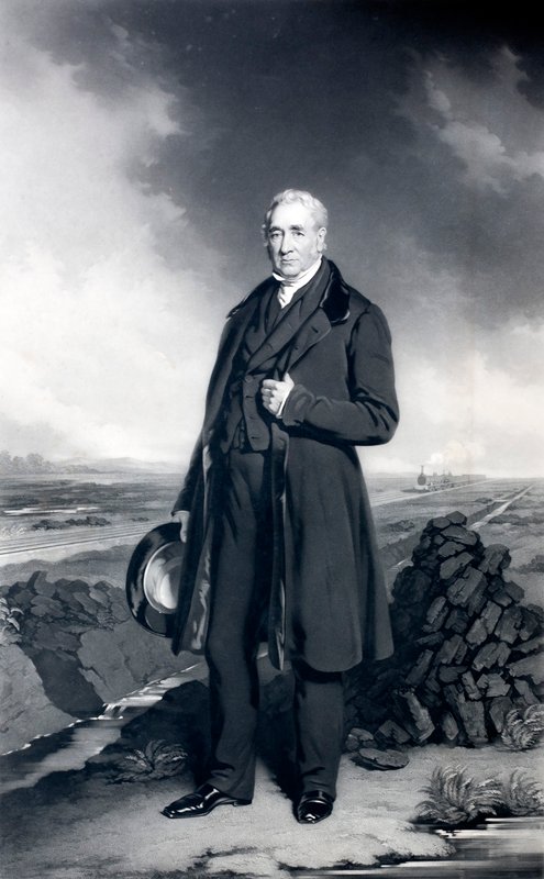 George Stephenson, engenheiro inglês e pioneiro ferroviário (litho) de John (after) Lucas