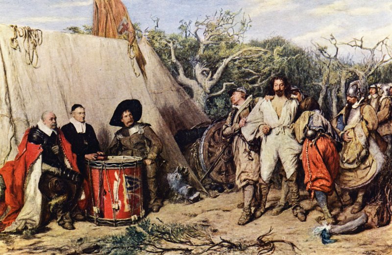 Um Tribunal Marcial de Cabeça de Tambor (litografia a cores) de John (after) Pettie