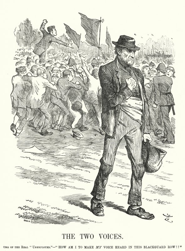 Soco cartoon: The Two Voices - unemployment and social unrest in Victorian Britain (gravura) de John (after) Tenniel