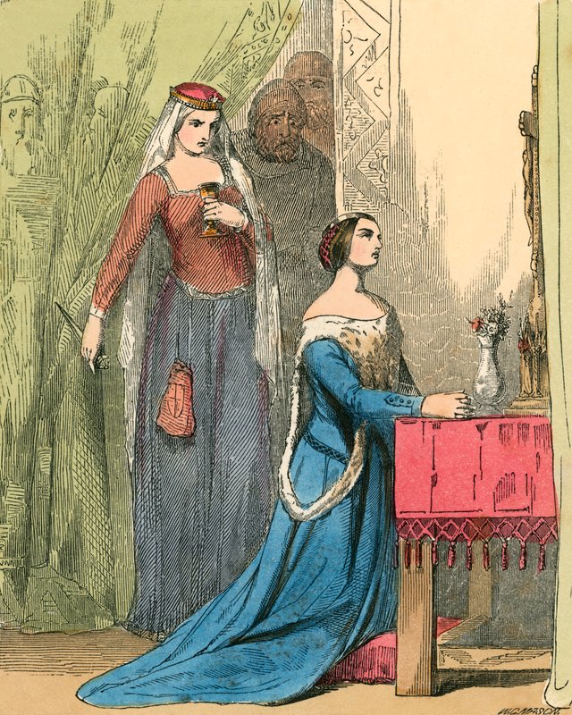 A rainha que oferece o veneno para Fair Rosamond de John Absolon