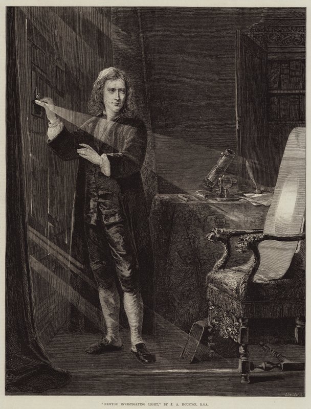 Newton investigando a luz de John Adam P. Houston