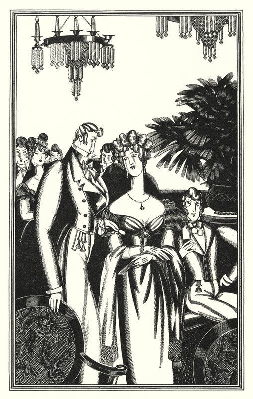 Ilustração para Don Juan de Lord Byron: Juan foi recebido na melhor sociedade (litho) de John Austen