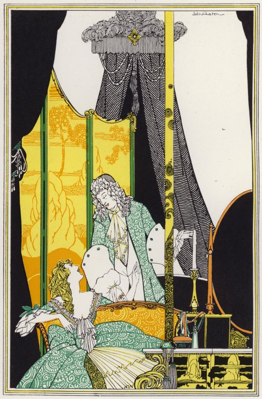 Ilustração para "Rogues In Porcelain", Uma Miscelânea de Poemas do Século XVIII (lito a cores) de John Austen