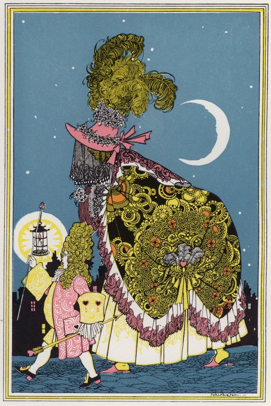 Ilustração para "Rogues In Porcelain", Uma Miscelânea de Poemas do Século XVIII (cor litho) de John Austen