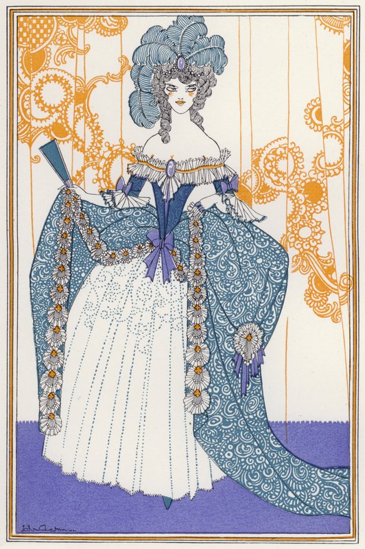 Ilustração para "Rogues In Porcelain", Uma Miscelânea de Poemas do Século XVIII (cor litho) de John Austen