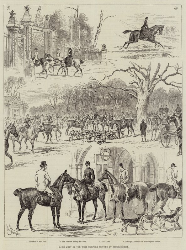 Encontro gramado do West Norfolk Hounds em Sandringham de John Bagnold Burgess
