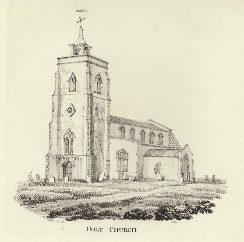 A Igreja de Santo André, na aldeia de Holt de John Berney Ladbrooke