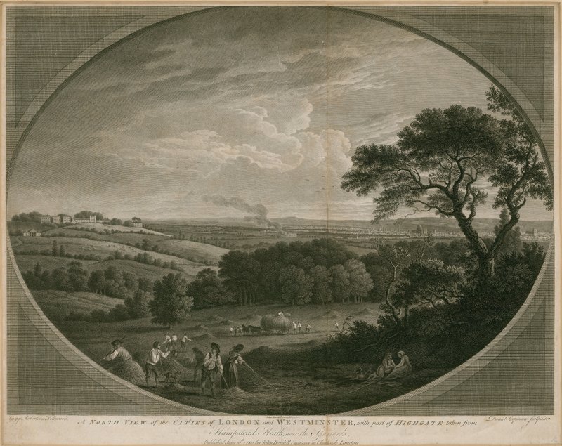 Uma vista norte das cidades de Londres e Westminster com parte de Highgate de John Boydell