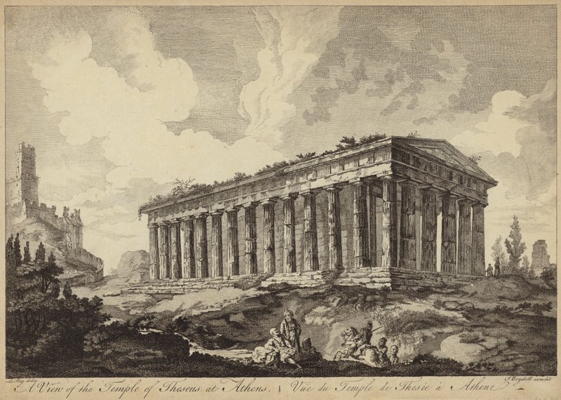 Vista do Templo de Theseus, Atenas, Grécia (gravura) de John Boydell