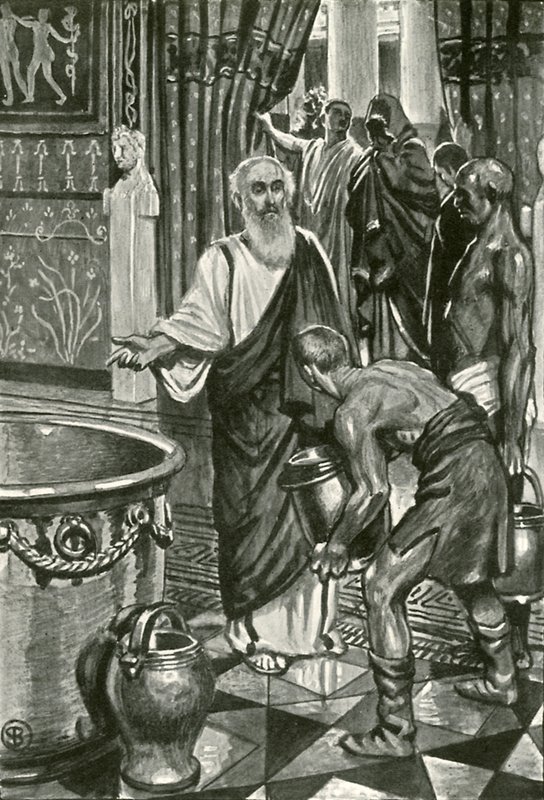 Eles encheram o grande vaso de prata com água pura de John Byam Liston Shaw