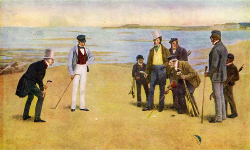 O Stymie, um grupo de quatro jogadores de golfe em North Berwick de John Charles (after) Dollman