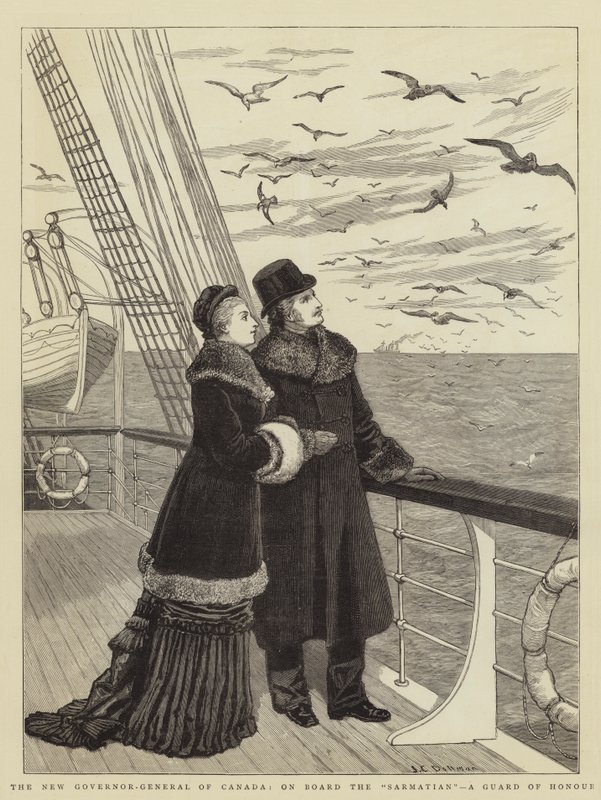 O novo governador-geral do Canadá, a bordo do Sarmata, uma guarda de honra de John Charles Dollman