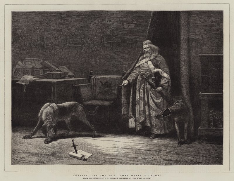 Inquieto encontra a cabeça que usa uma coroa de John Charles Dollman