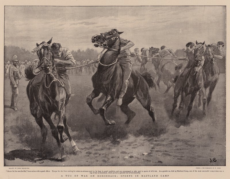 Um cabo de guerra a cavalo, esportes no campo de Maitland de John Charlton